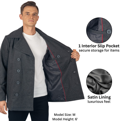 Alpine Swiss Mason Mens Wool Blend Classic Pea Coat Jacket